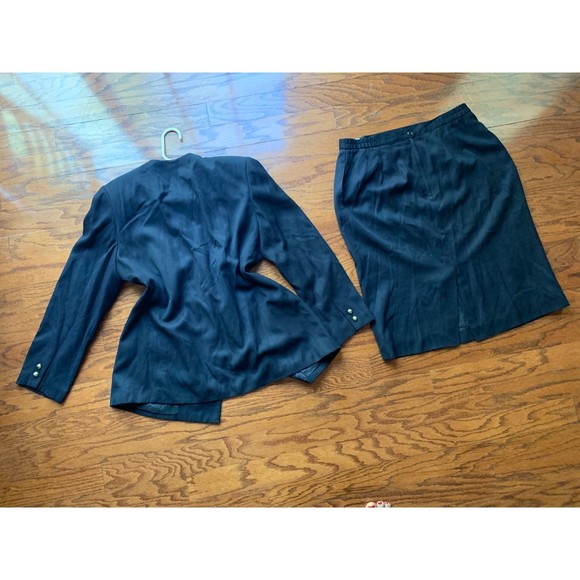 Worthington Navy Blue Double Button Skirt Suit Size 16 - Picture 2 of 3